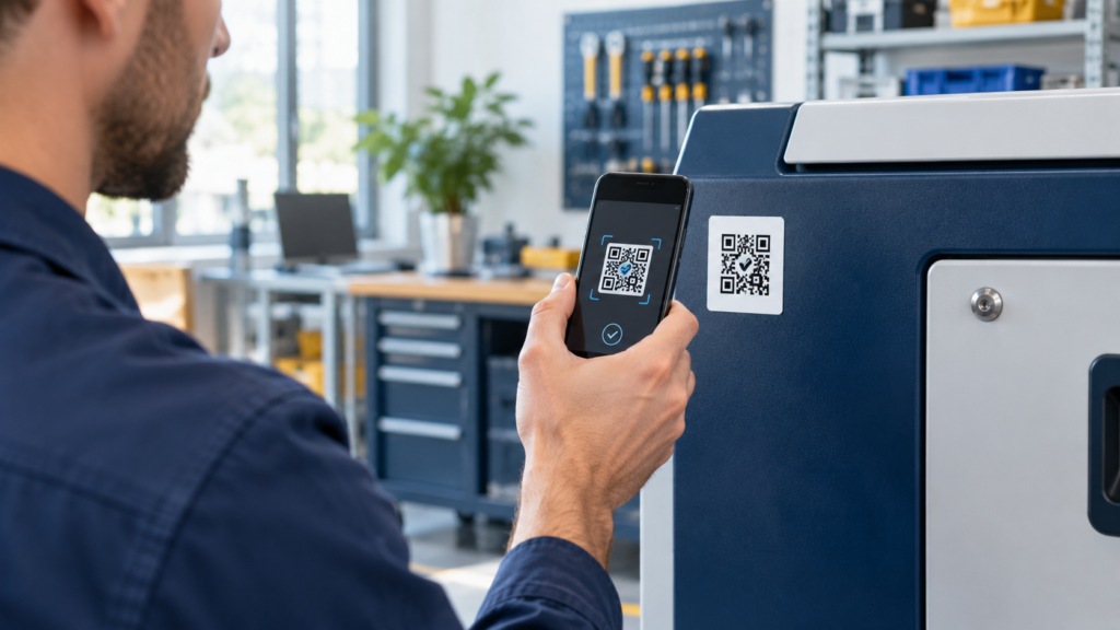 Como funciona um QR Code na identificação de equipamentosidentificação instalado em um equipamento
